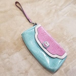 Guess Clutch Small Hand Held Bag Purse Blue Pink Retro Y2k Wristlet